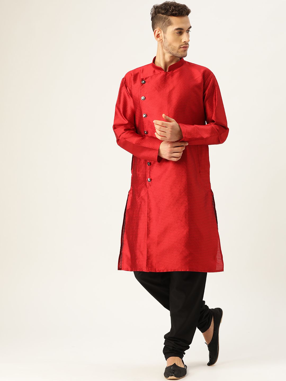 SOJANYA Lelaki Red Woven Design Straight Kurta