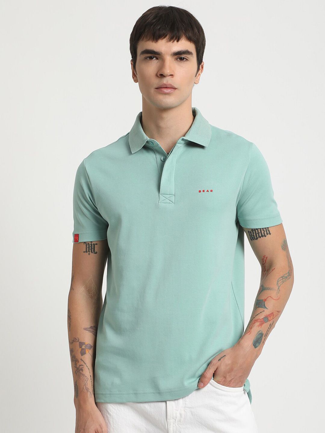 THE BEAR HOUSE Polo Collar Slim Fit Cotton T-shirt