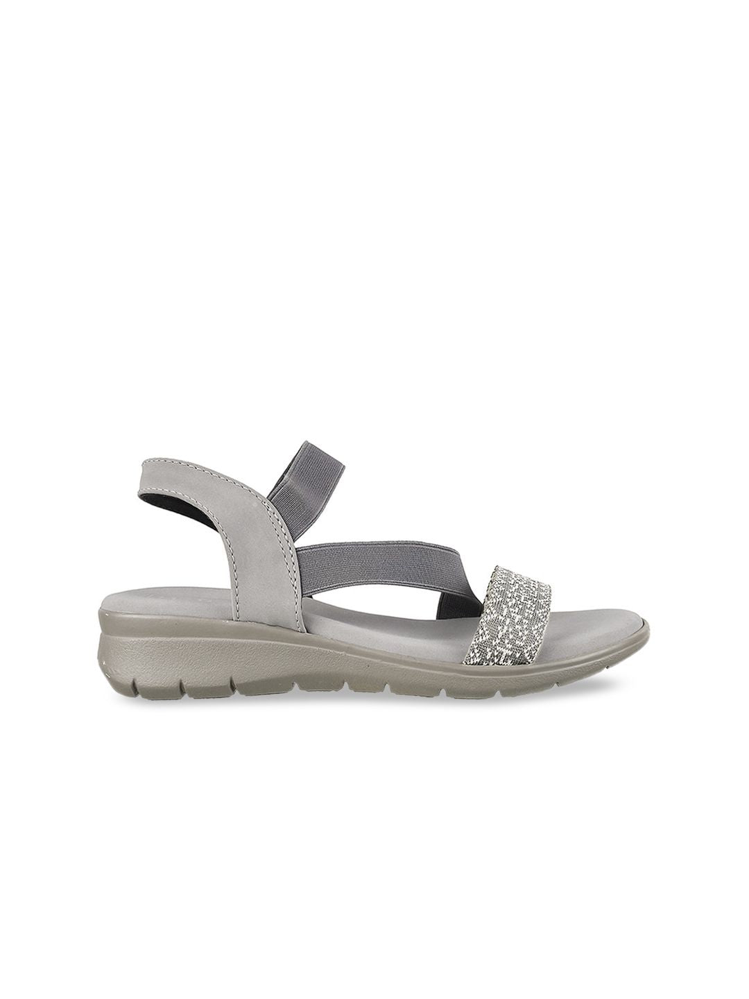 Metro Women Grey Open Toe Flats