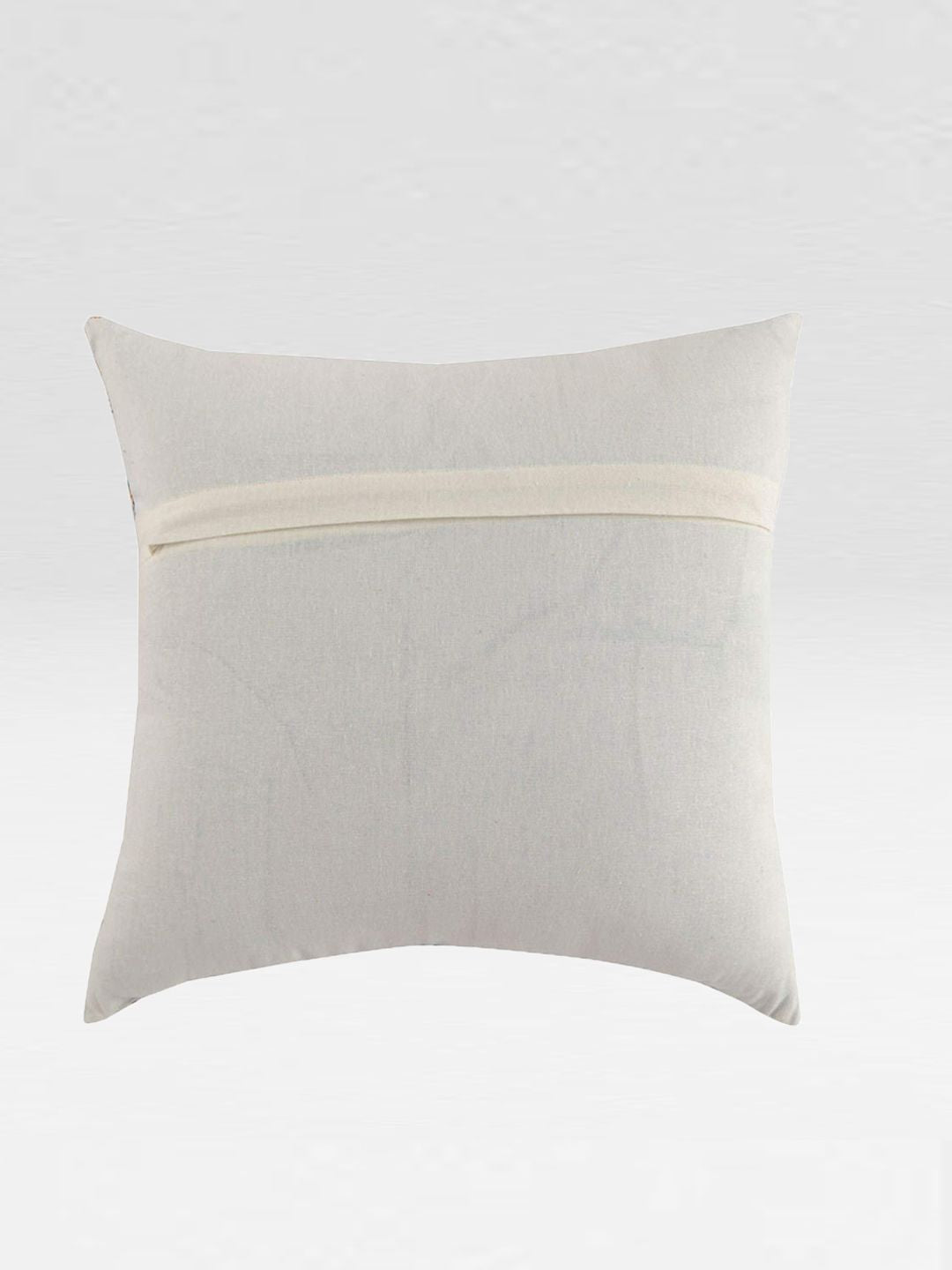 STITCHNEST Set Of 2 Cream-Coloured & Green Floral Square Cushion Covers