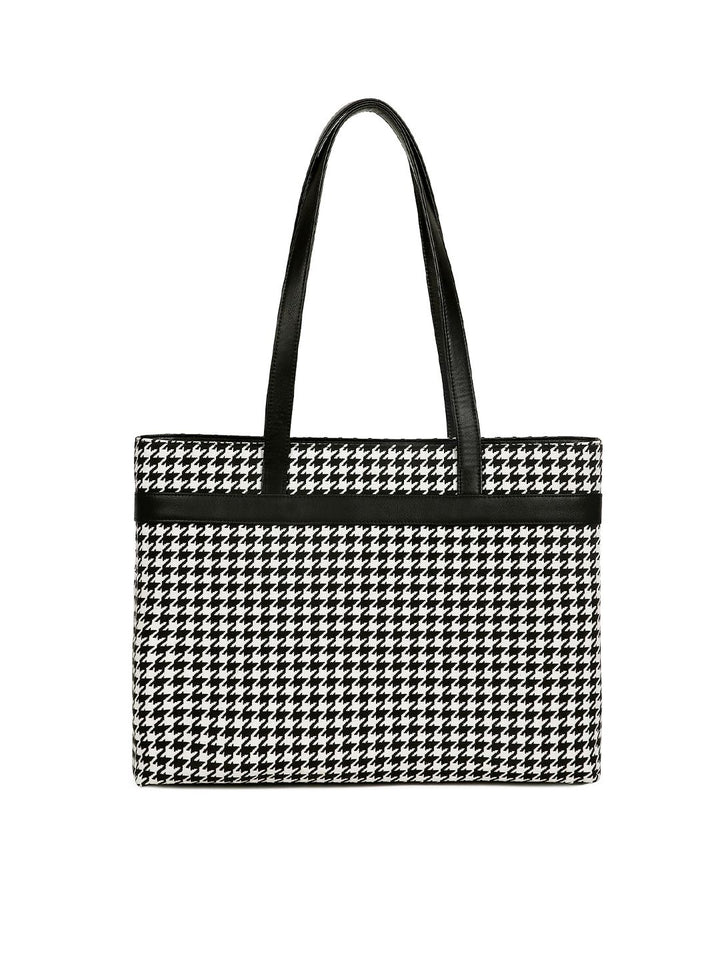 Berrylush Black & White Printed Structured Laptop Handheld Bag