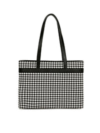 Berrylush Black & White Printed Structured Laptop Handheld Bag