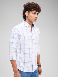 VASTRADO Slim Fit Windowpane Checked Spread Collar Cotton Casual Shirt