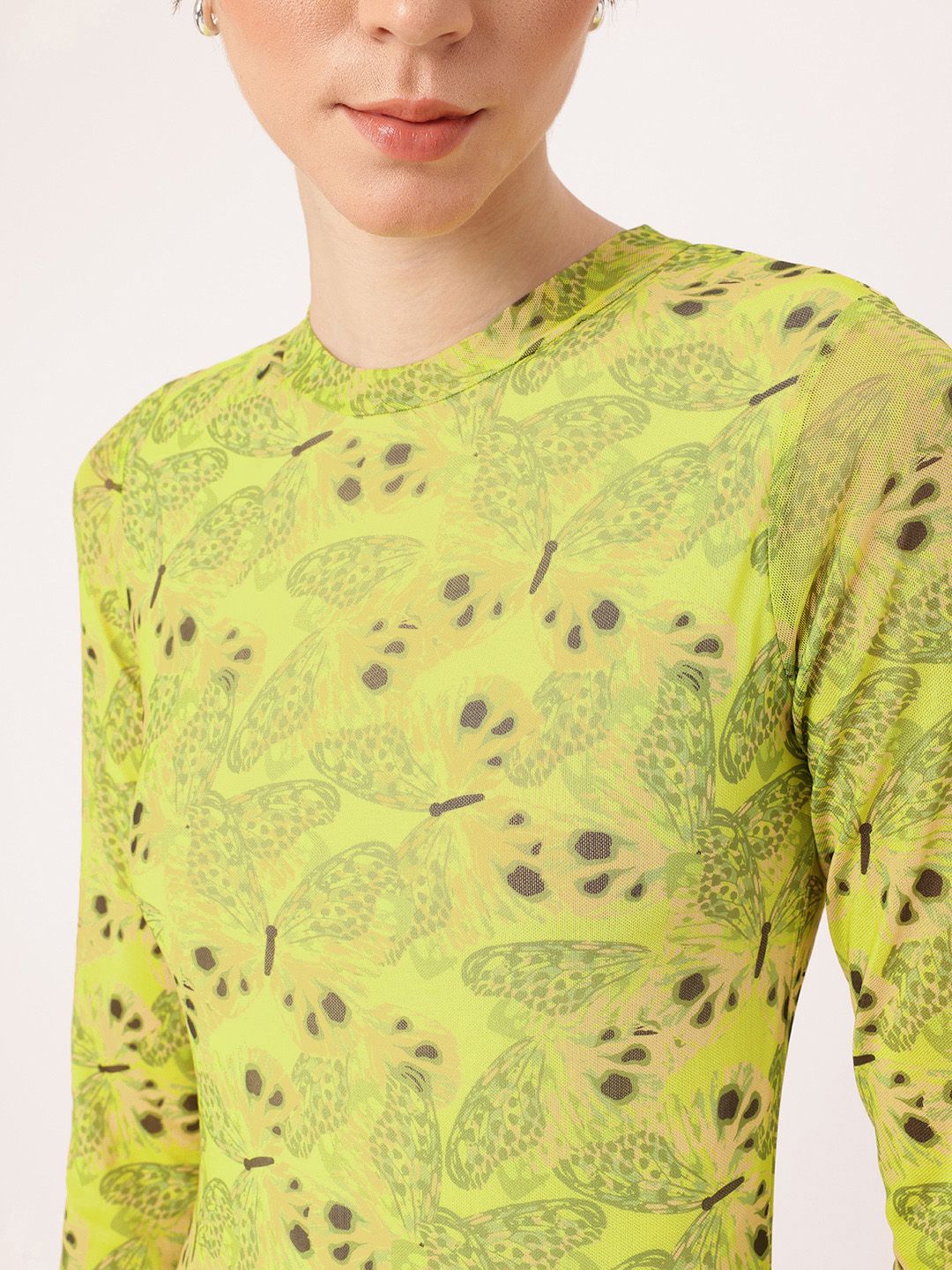 DressBerry Girly Glam Printed Soft Net Mini Sheath Dress