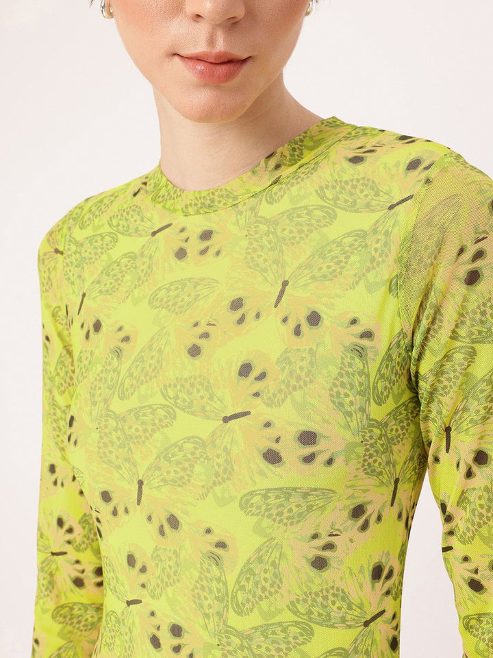 DressBerry Girly Glam Printed Soft Net Mini Sheath Dress