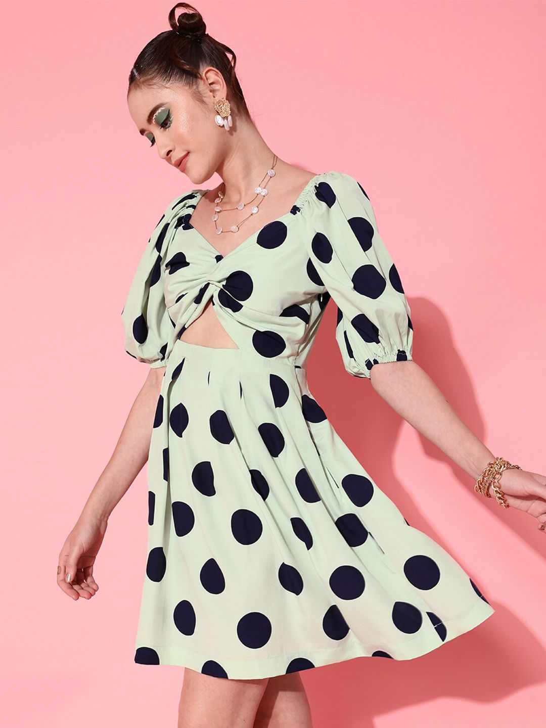 STREET 9 Women Green Polka Dotted Dress