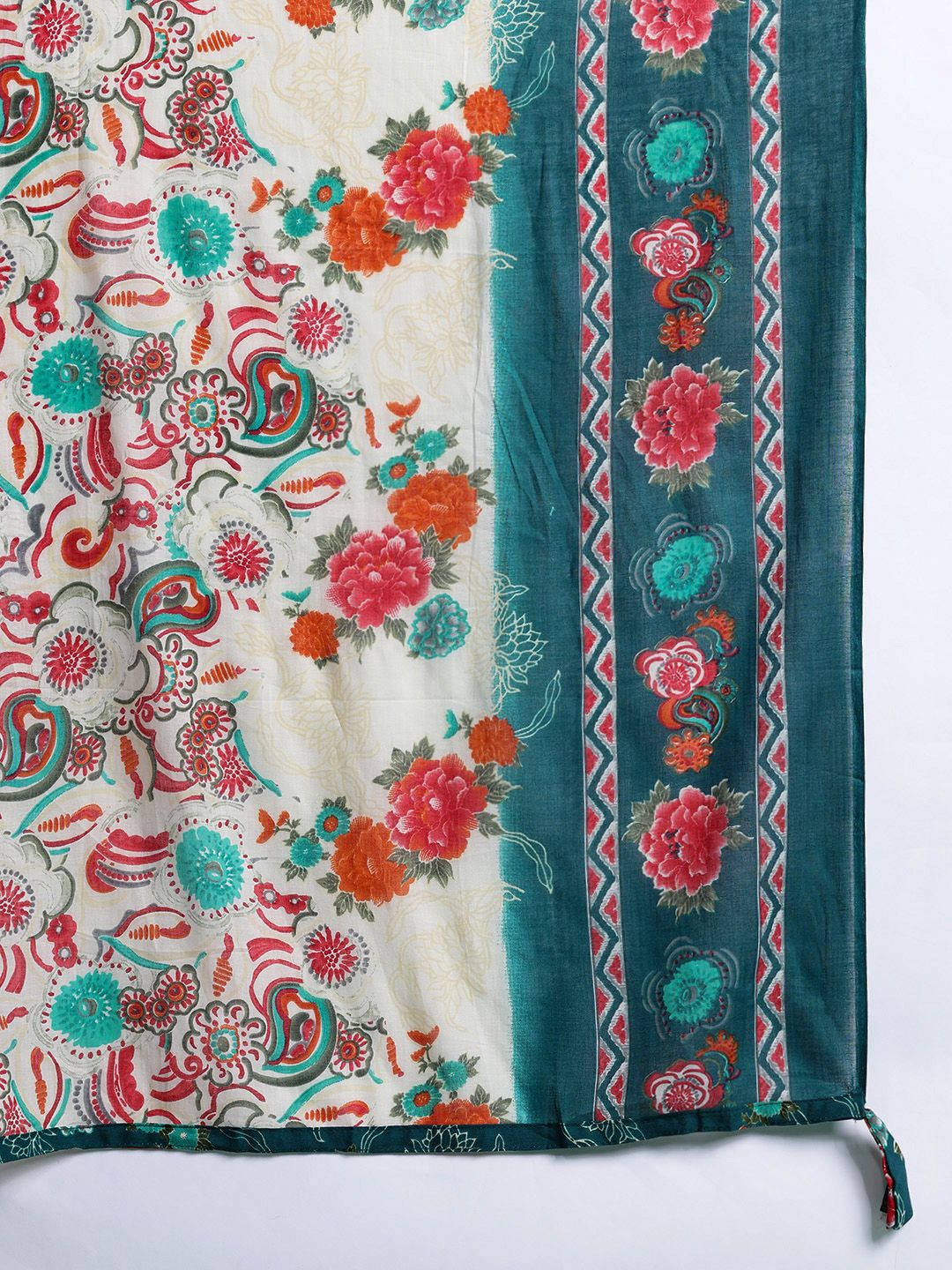 Indo Era Floral Printed Mirror Work Kurta with Trousers & With Dupatta