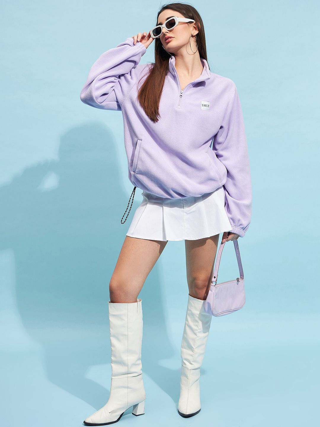 STREET 9 Lavender Mock Collar Oversized Sweatshirt
