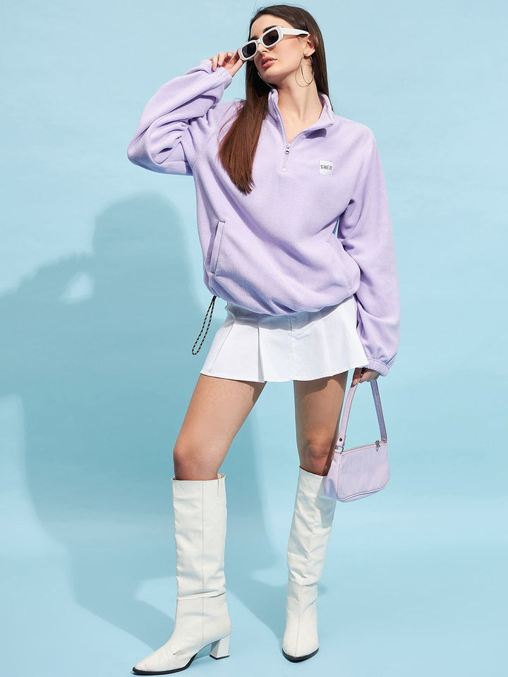 STREET 9 Lavender Mock Collar Oversized Sweatshirt