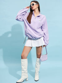 STREET 9 Lavender Mock Collar Oversized Sweatshirt