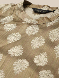 SOJANYA Ethnic Motifs Woven Design Angrakha Jacquard Silk Kurta With Churidar