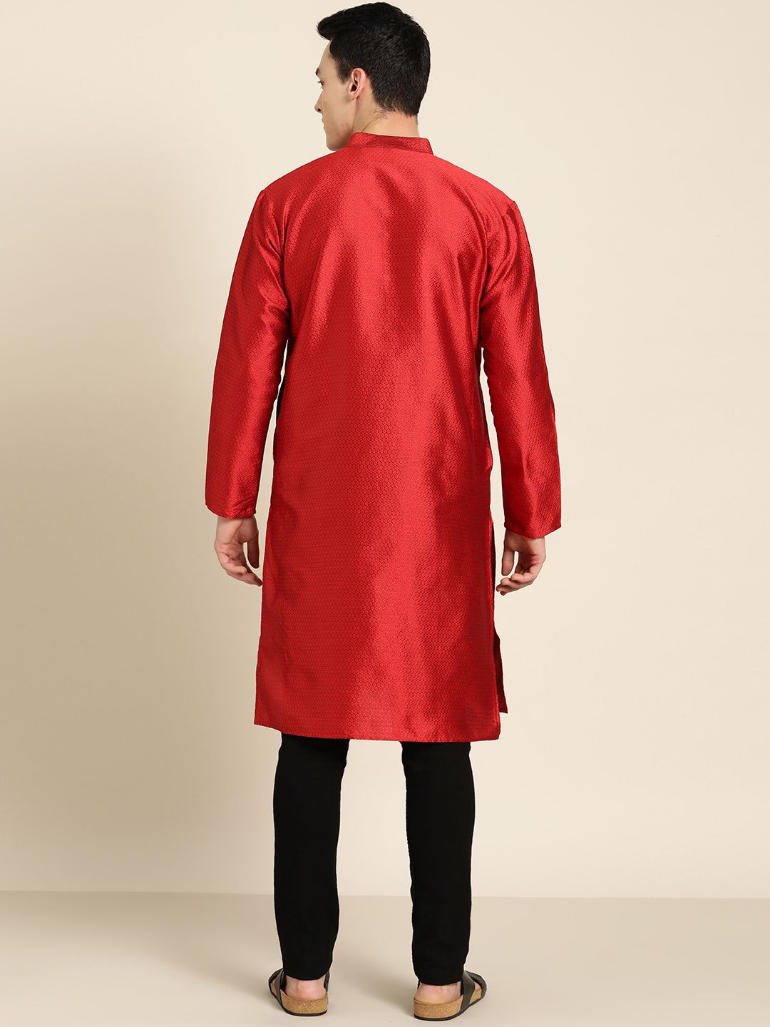 SOJANYA Lelaki Red Woven Design Straight Kurta