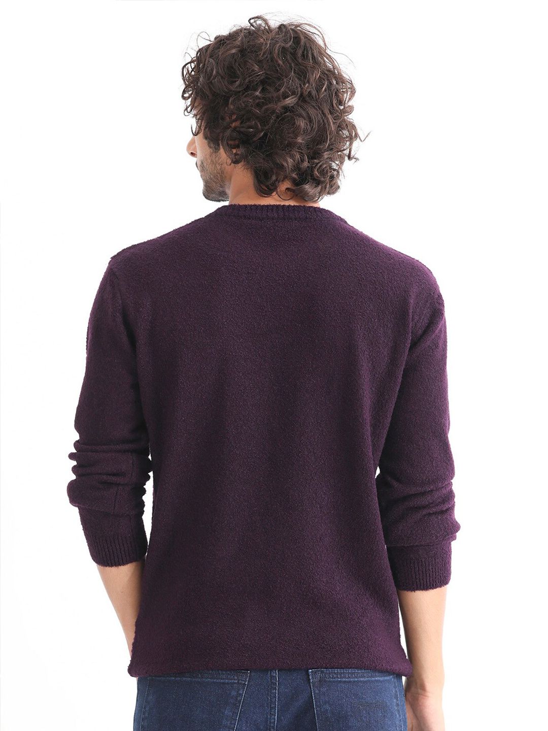 RARE RABBIT Men Bocle Crew Neck Sweater