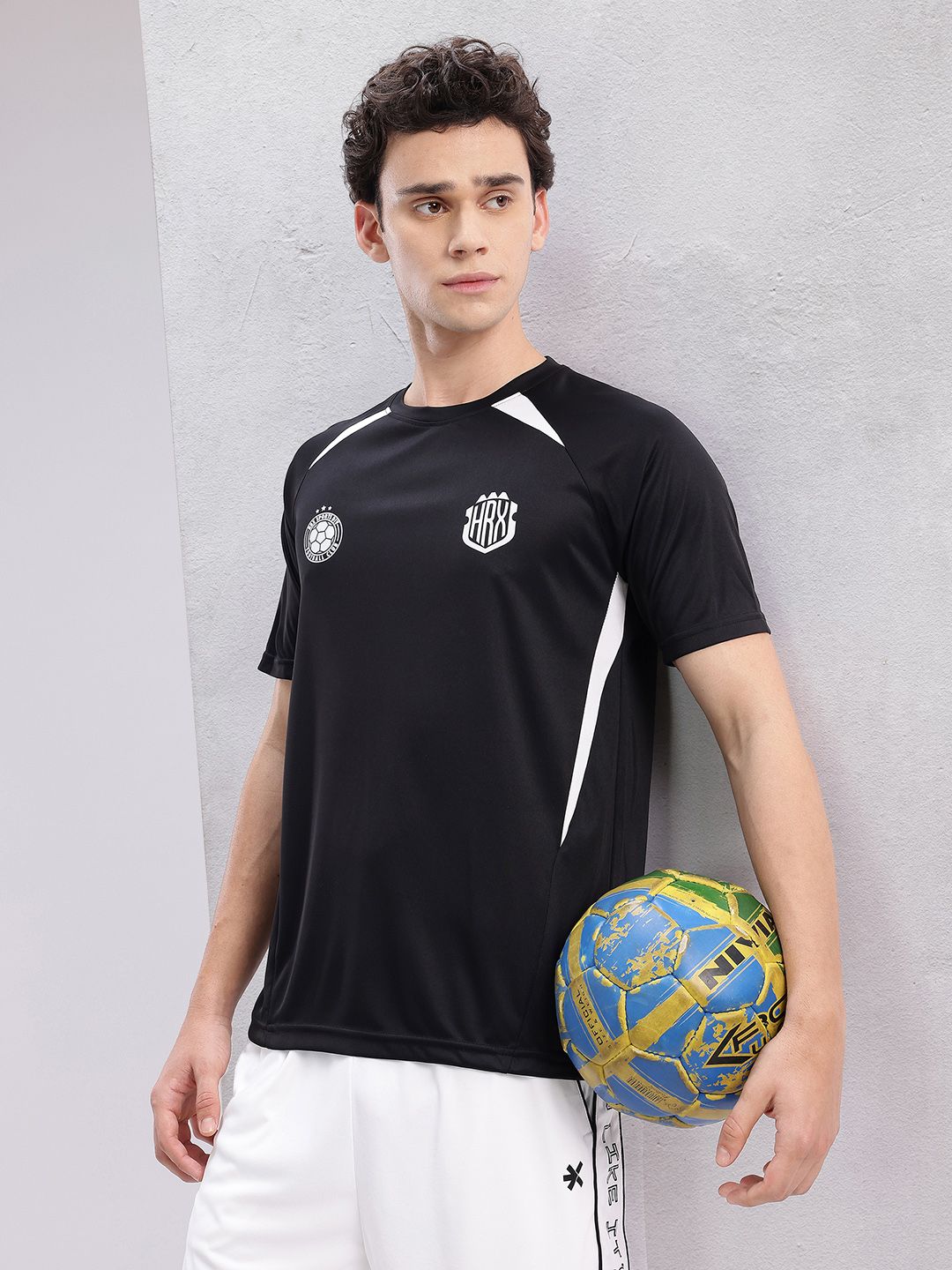 HRX by Hrithik Roshan Brand Logo Print Rapid-Dry Football T-shirt