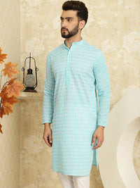 SOJANYA Floral Embroidery Mandarin Collar Straight Kurta