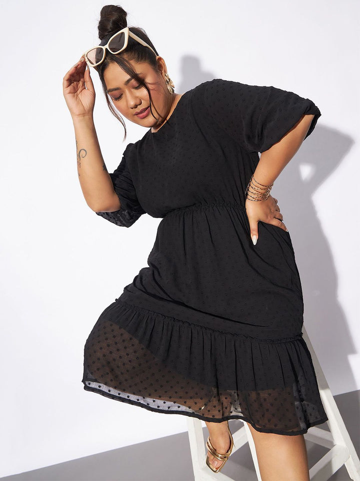 SASSAFRAS Curve Plus Size Round Neck Fit & Flare Dress