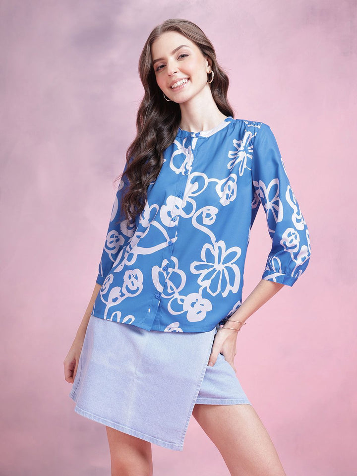 DressBerry Floral Printed Shirt-Style Top