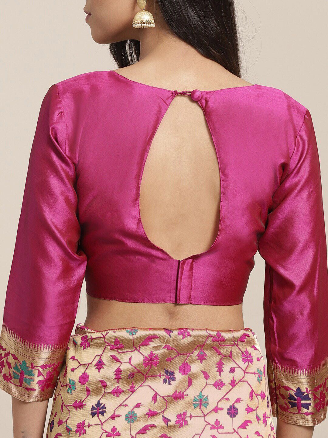 Saree mall Golden & Pink Woven Design Banarasi Saree