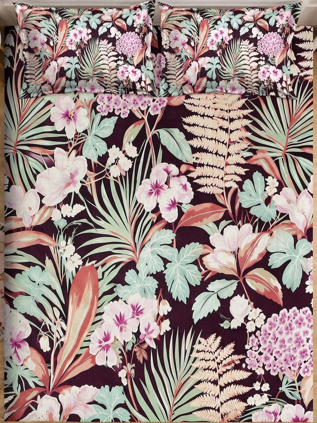 Moda Rapido X KLOTTHE Multicoloured Floral 400 TC King Bedsheet with 2 Pillow Covers