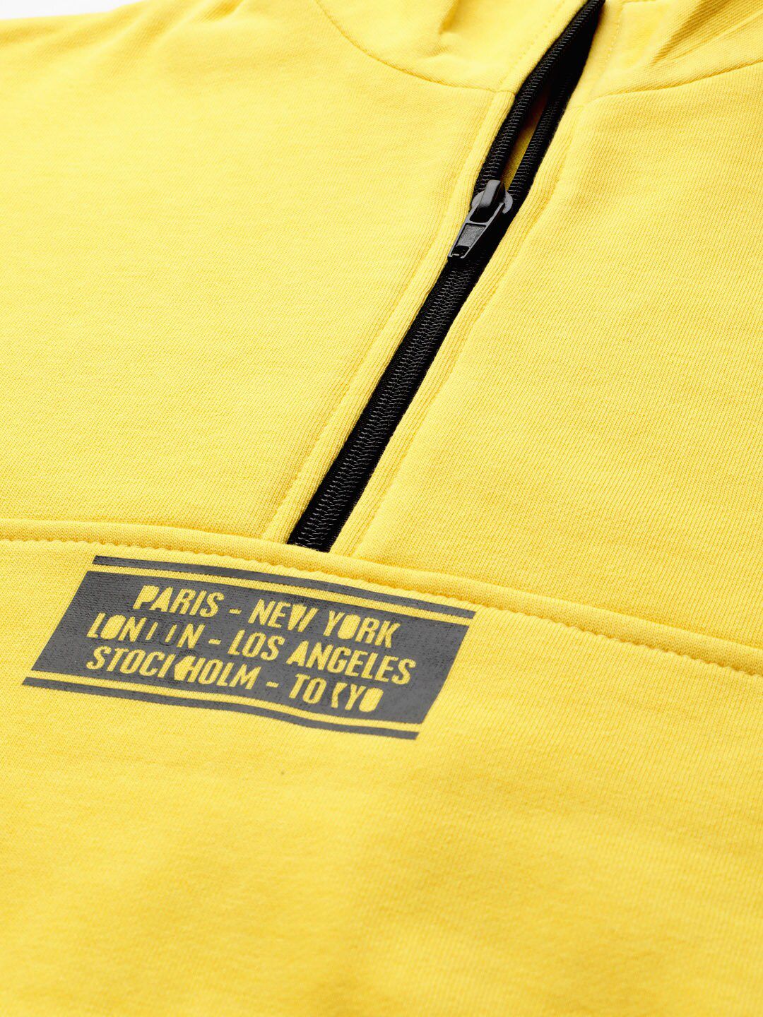 STREET 9 Women Yellow Solid Crop Sweatshirt