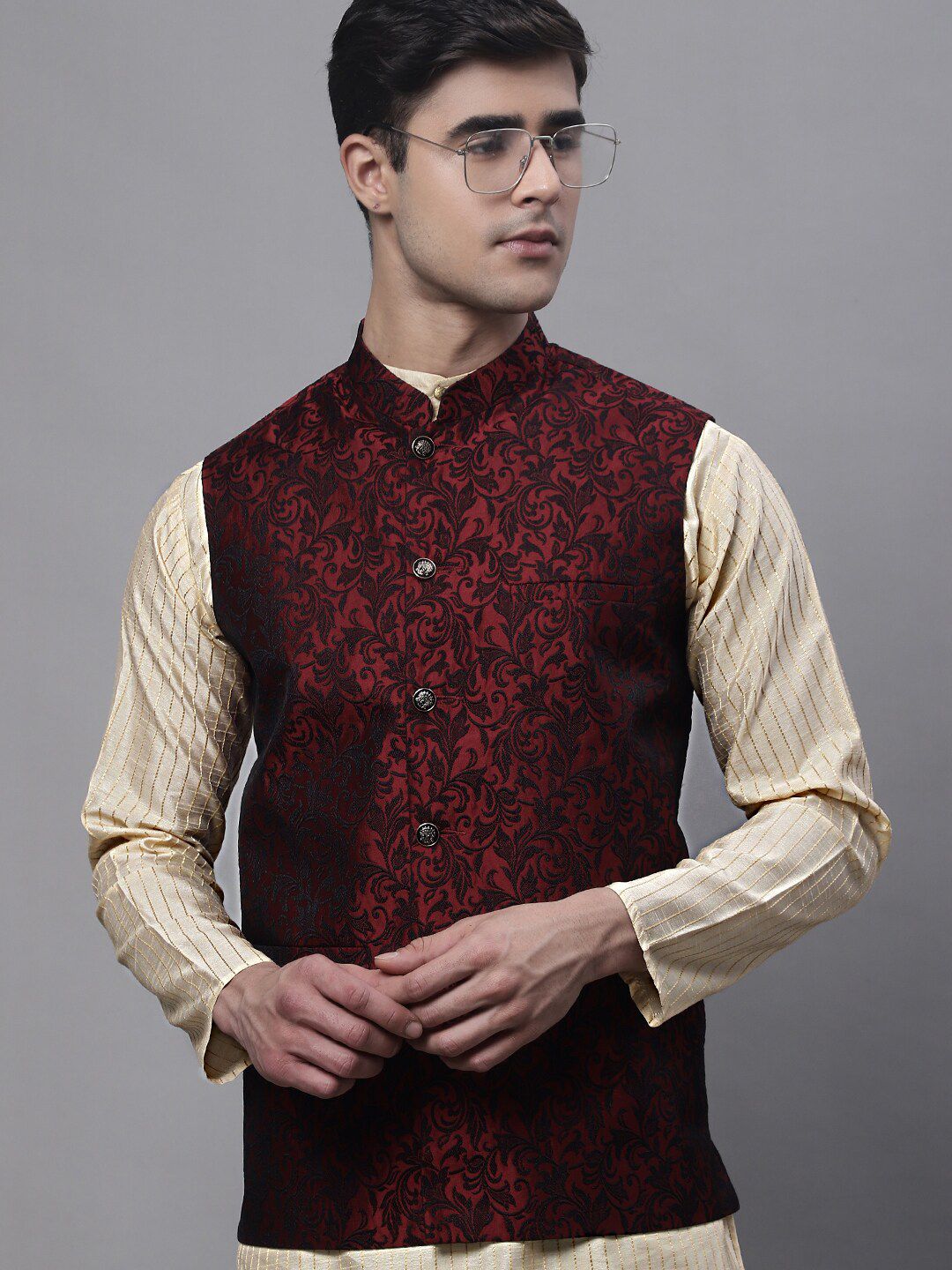 Jompers Woven Design Nehru Jackets