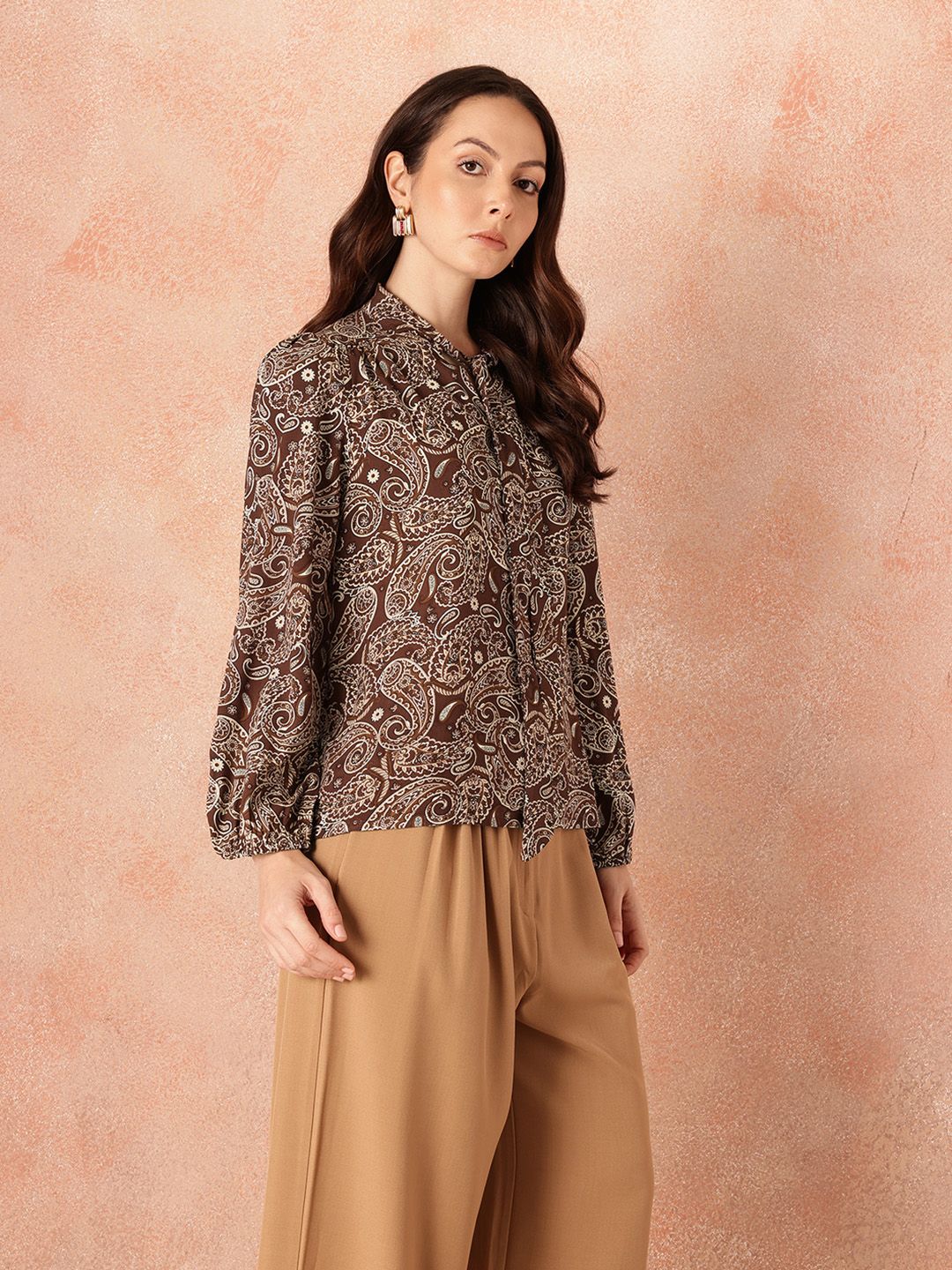 all about you Printed Tie-Up Neck Top