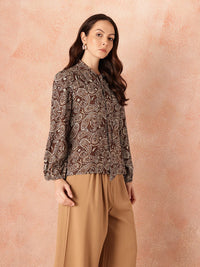 all about you Printed Tie-Up Neck Top
