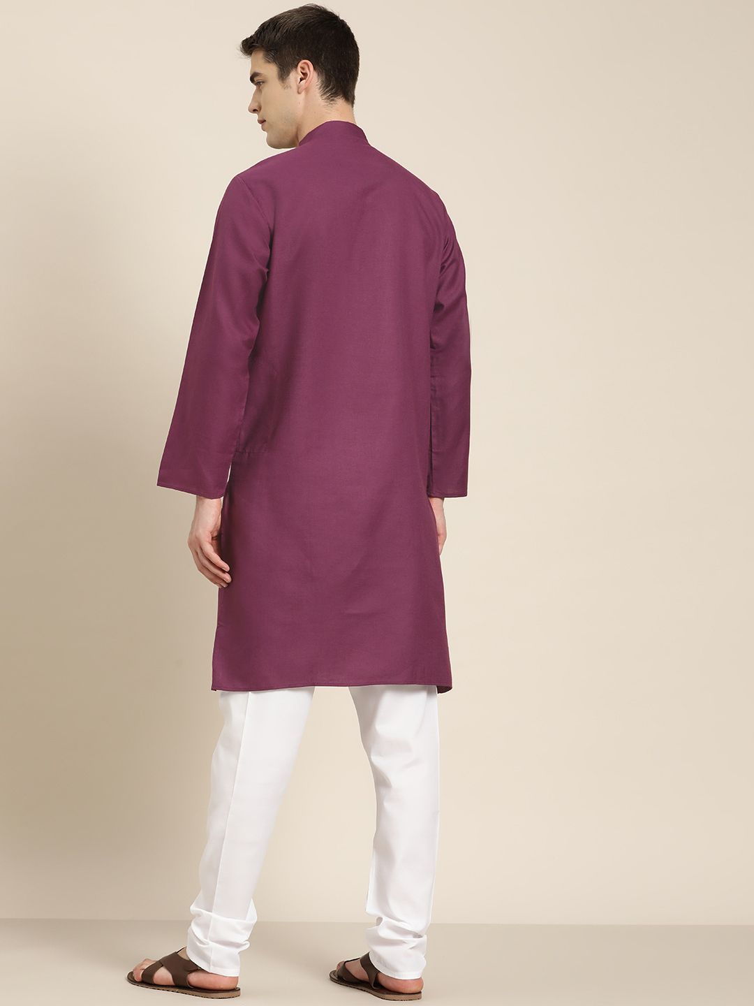 SOJANYA Lelaki Cotton Linen Solid Kurta