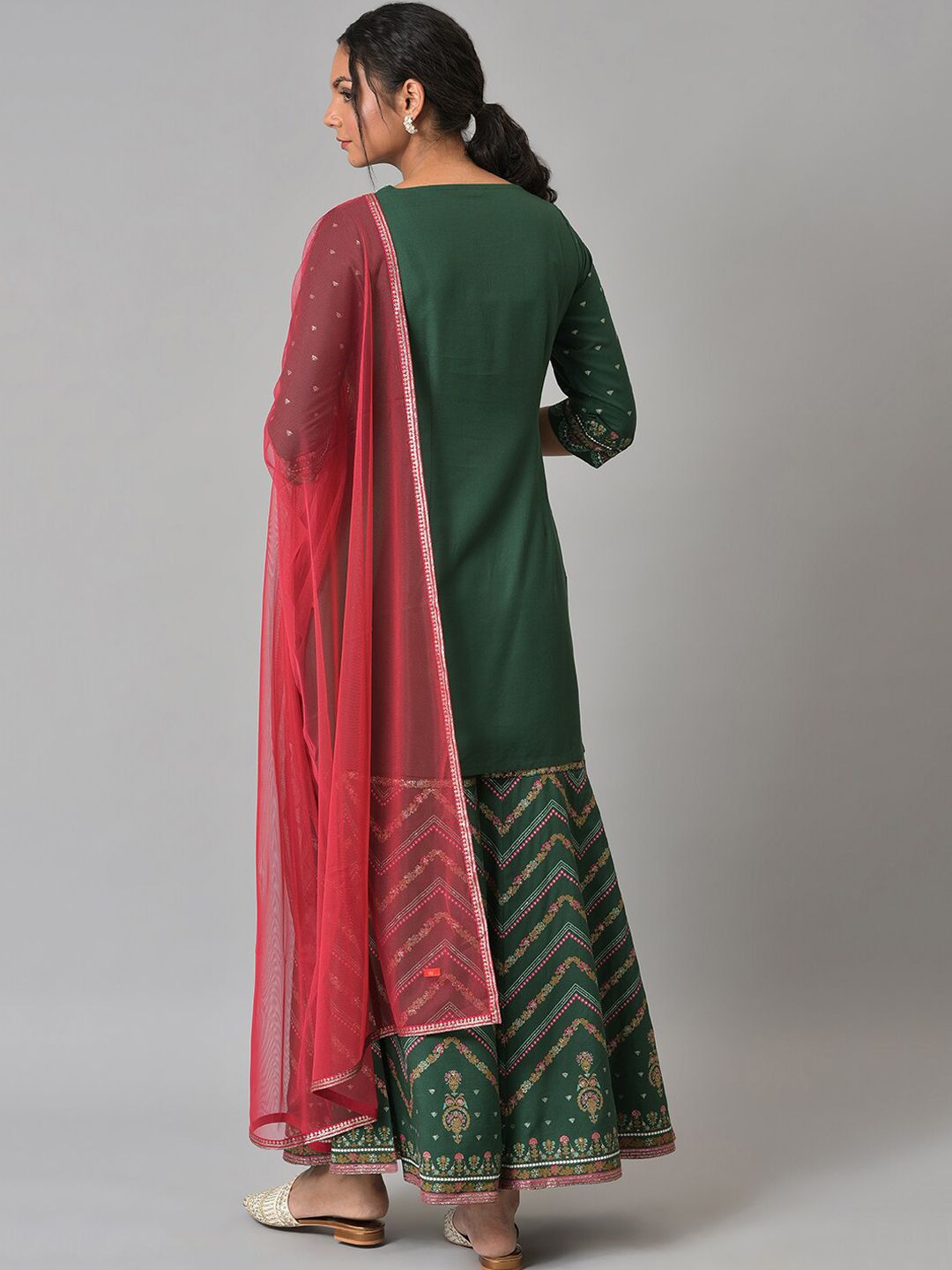 W Women Floral Printed Kurta with Sharara & With Dupatta