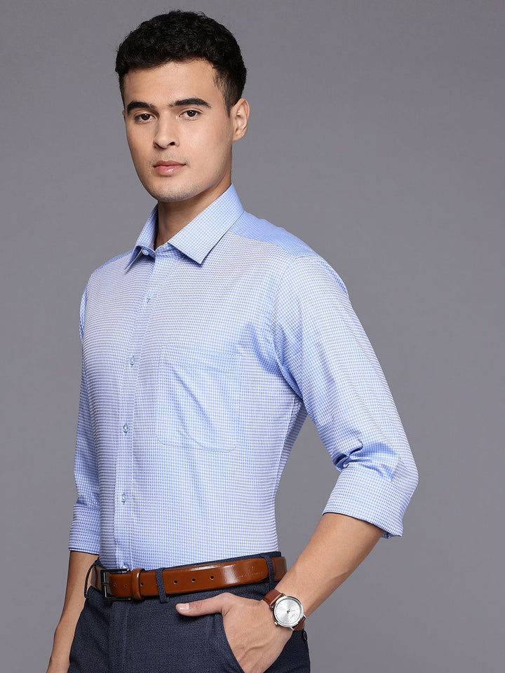 Raymond Pure Cotton Self-Design Geometric Slim Fit Formal Shirt