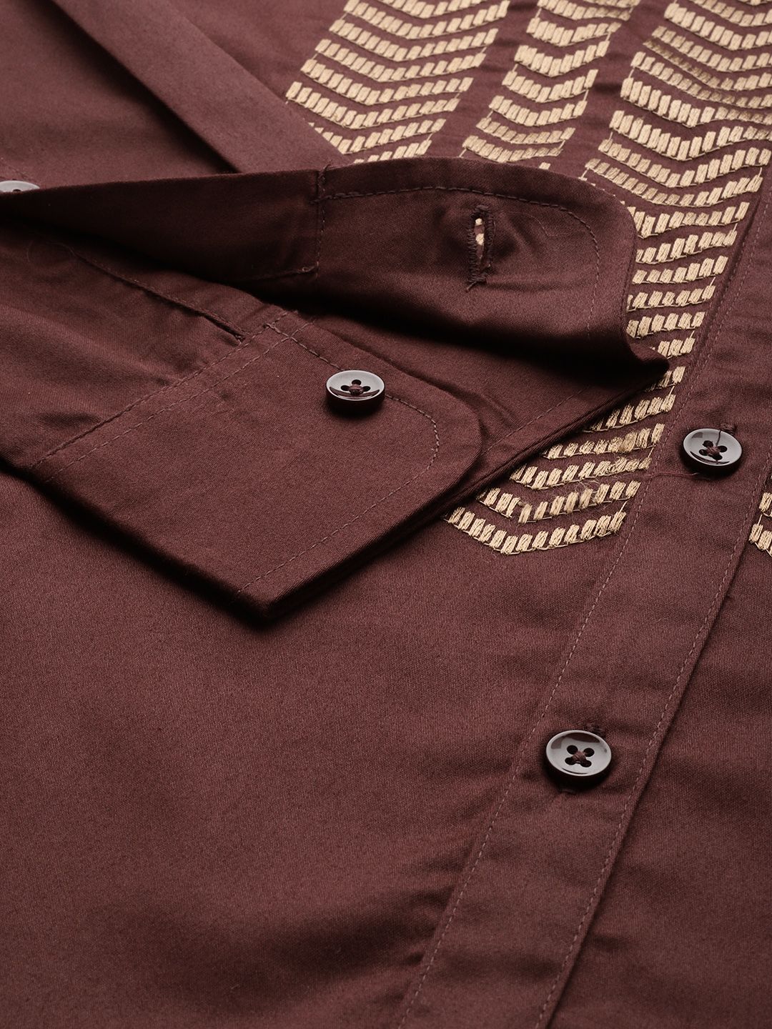House of Pataudi Geometric Embroidered Pure Cotton Party Shirt