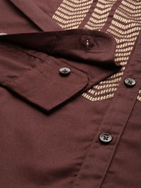 House of Pataudi Geometric Embroidered Pure Cotton Party Shirt