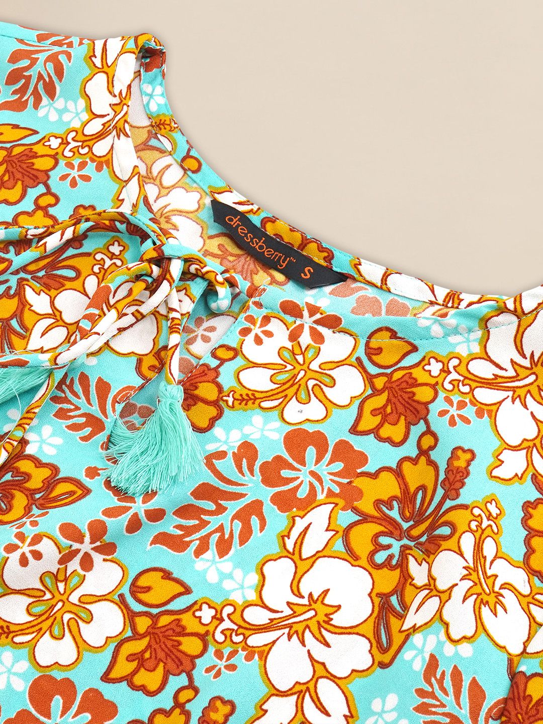 DressBerry Floral Print Bell Sleeve A-Line Top