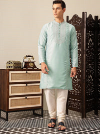 House of Pataudi Floral Embroidered Sequinned Straight Jashn Kurta