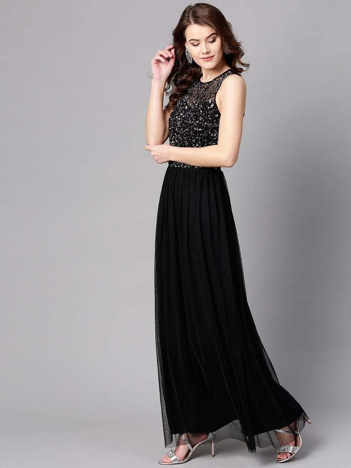 STREET 9 Net Maxi Dress with Sequinned Detail