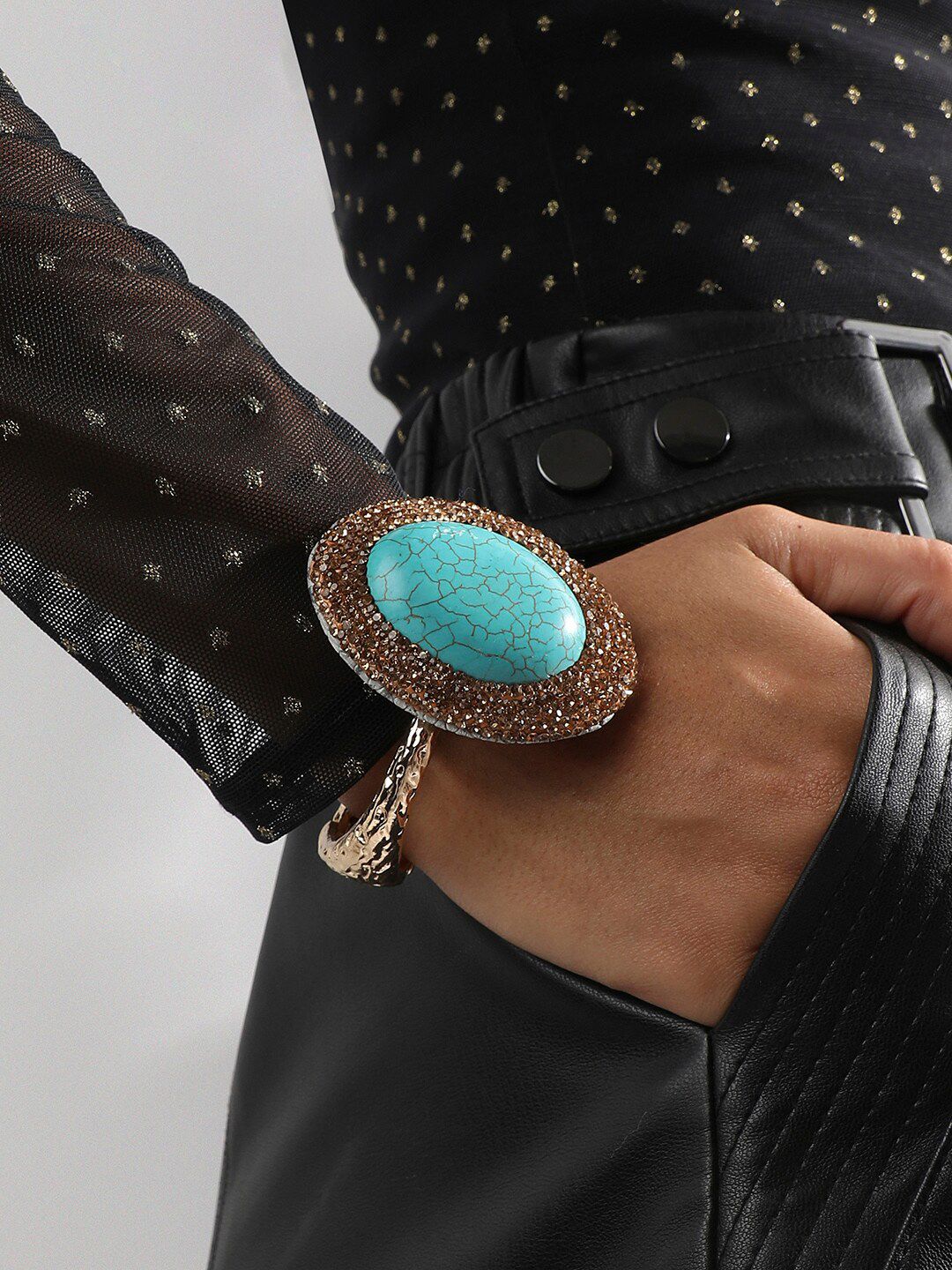 Gelang Gaya Bangle Batu Dilapisi Emas Sohi Wanita