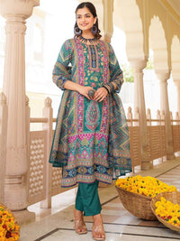 KALINI Women Floral Printed Regular Kurta with Trousers & With Dupatta
