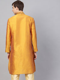 SOJANYA Lelaki Mustard Tenun Kuning Design Kurta Lurus