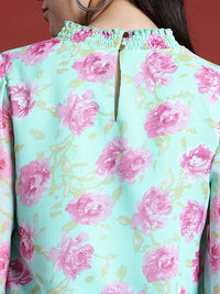 all about you Floral Print Poet Sleeves Top