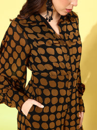 QUIERO Women Elegant Brown Printed Once Upon a Sleeve Jumpsuit