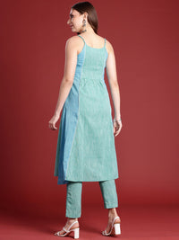 Anouk Women Colourblocked Panelled Thread Work Kurta with Trousers