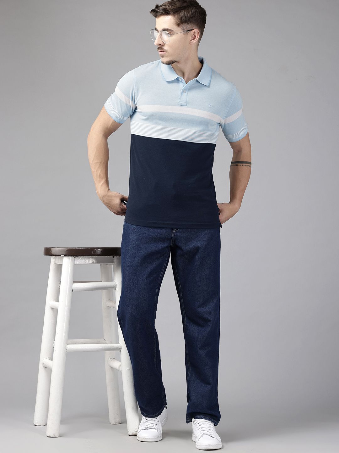 Park Avenue Striped Polo Collar T-shirt