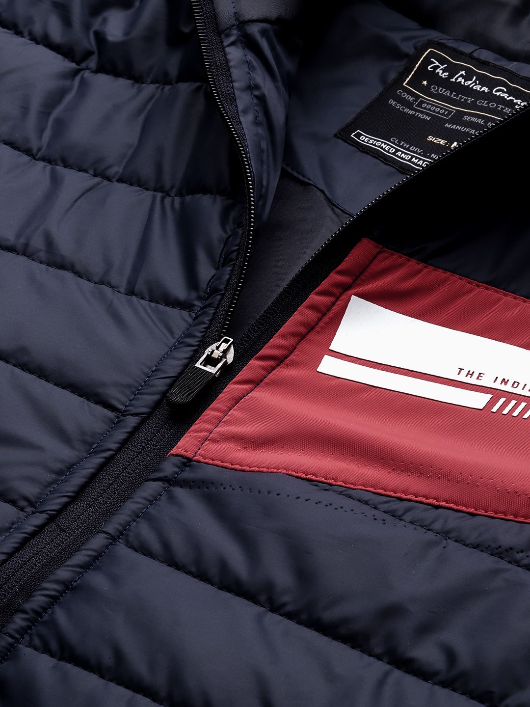 The Indian Garage Co Slim Fit Zip-Front Puffer Jacket with Detachable Hood