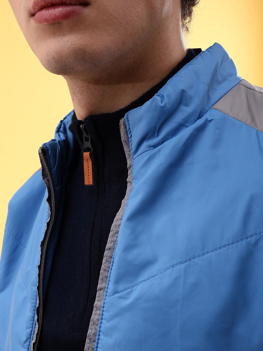 The Indian Garage Co Men Colourblock Zip-Front Regular Fit Bomber Jacket