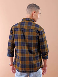 The Indian Garage Co Men Mustard Comfort Checked Cotton Reversible Casual Shirt