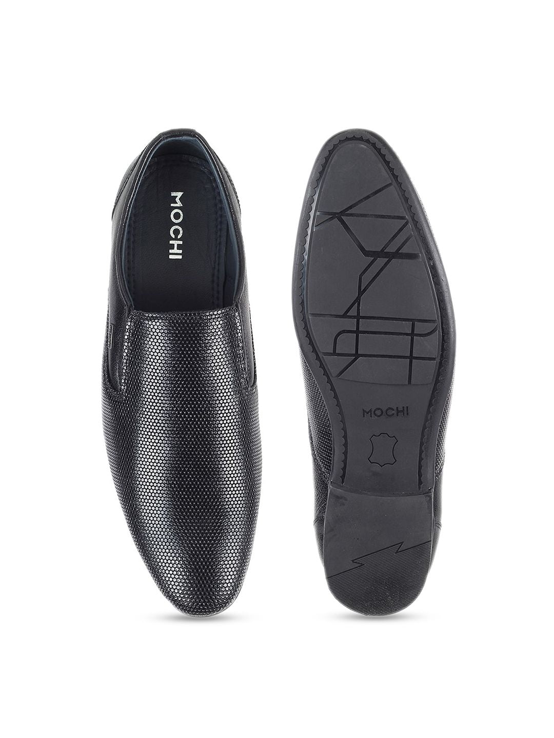 Mochi Men Textured Leather Slip-On Shoes