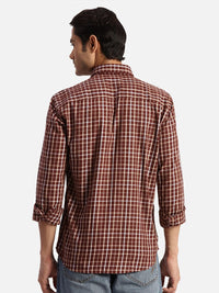 Park Avenue Spread Collar Long Sleeves Slim Fit Checked Casual Cotton Shirt