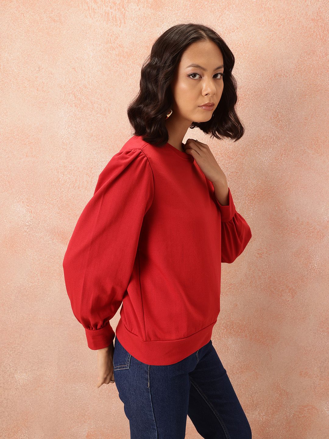 all about you Gathered Sleeve Sweatshirt
