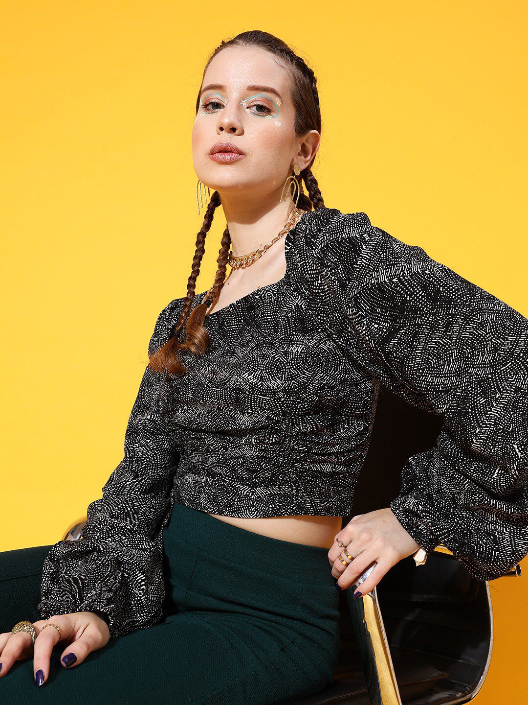 STREET 9 Stunning Black Abstract Top