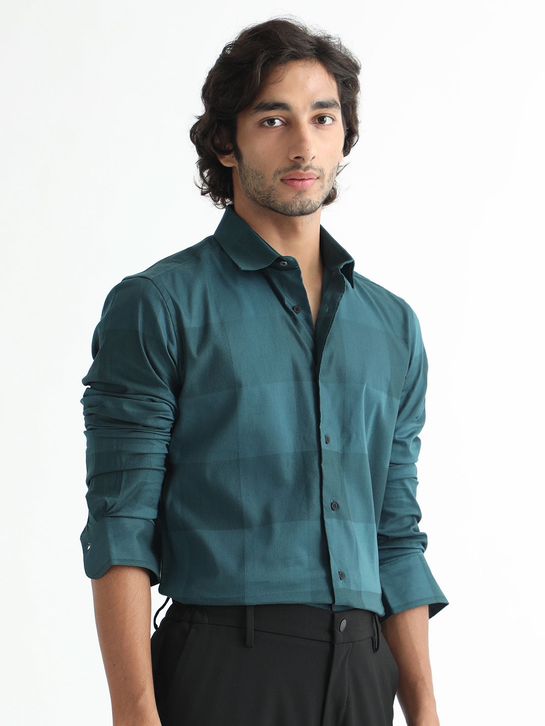 RARE RABBIT Men Santhe Checked Slim Fit Cotton Shirt